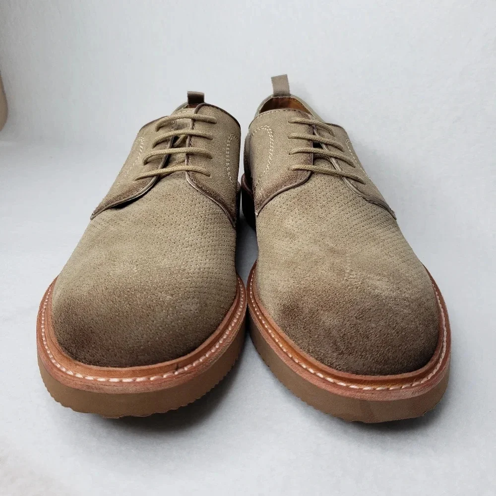 Steve Madden Mens Voyagee Beige Suede Burnish Oxfords Sz 13D Extra Light
